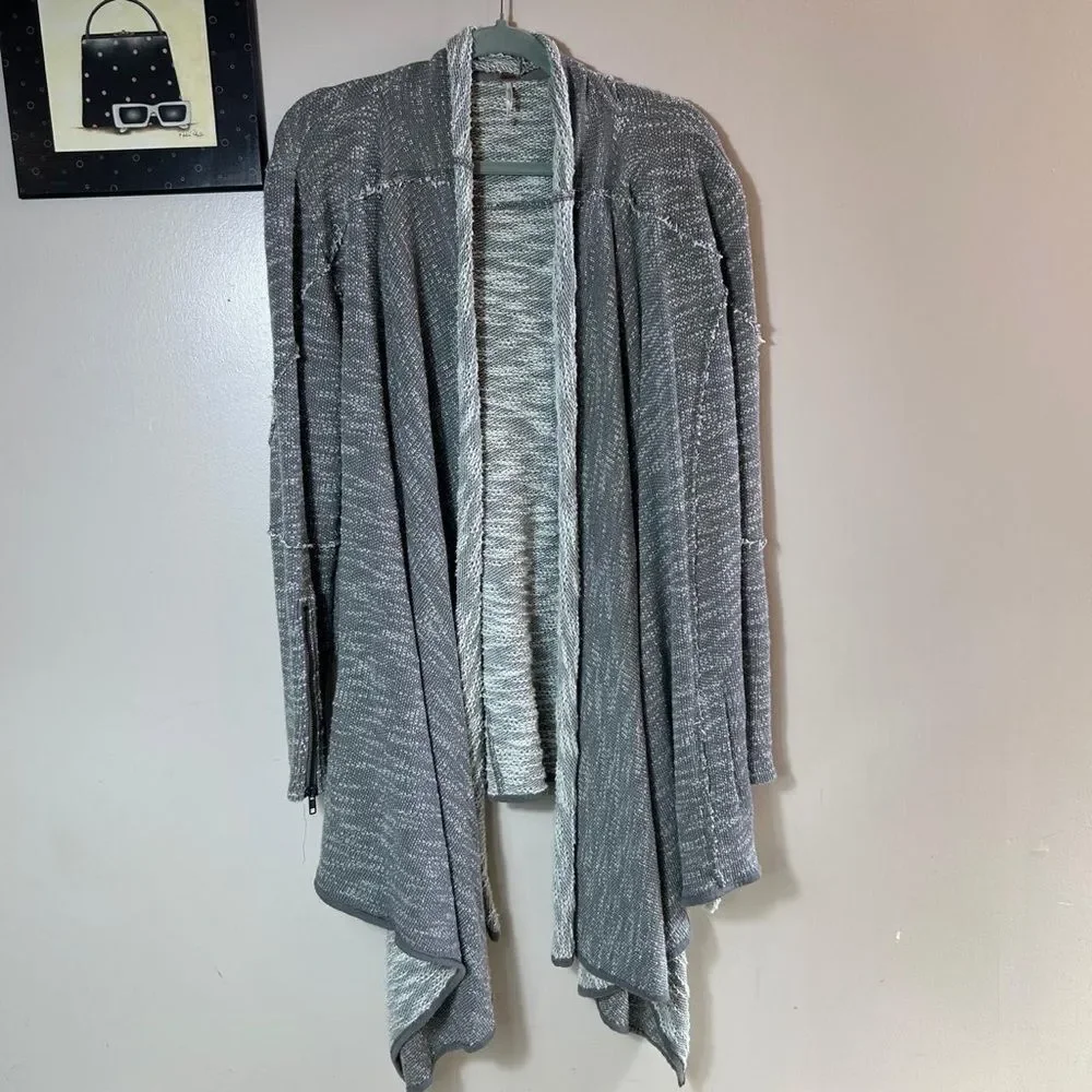 Free People Gray Draped Cardigan